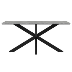 Tavolo da pranzo 160x90 cm industrial rettangolare grigio cemento metallo nero Steel