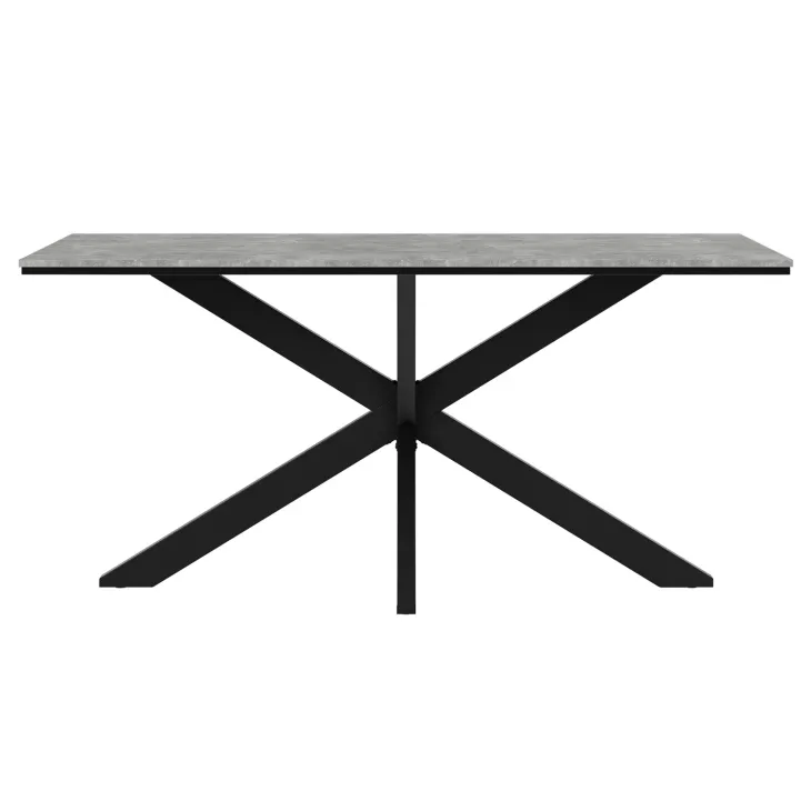 Tavolo da pranzo 160x90 cm industrial rettangolare grigio cemento metallo nero Steel