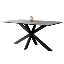 Tavolo da pranzo 160x90 cm industrial rettangolare grigio cemento metallo nero Steel