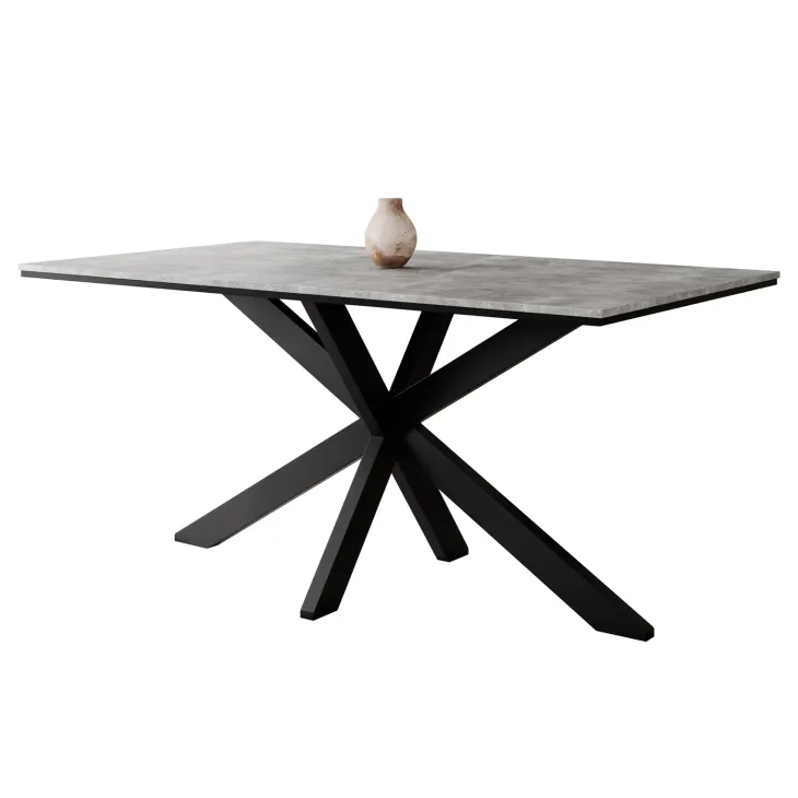 Tavolo da pranzo 160x90 cm industrial rettangolare grigio cemento metallo nero Steel