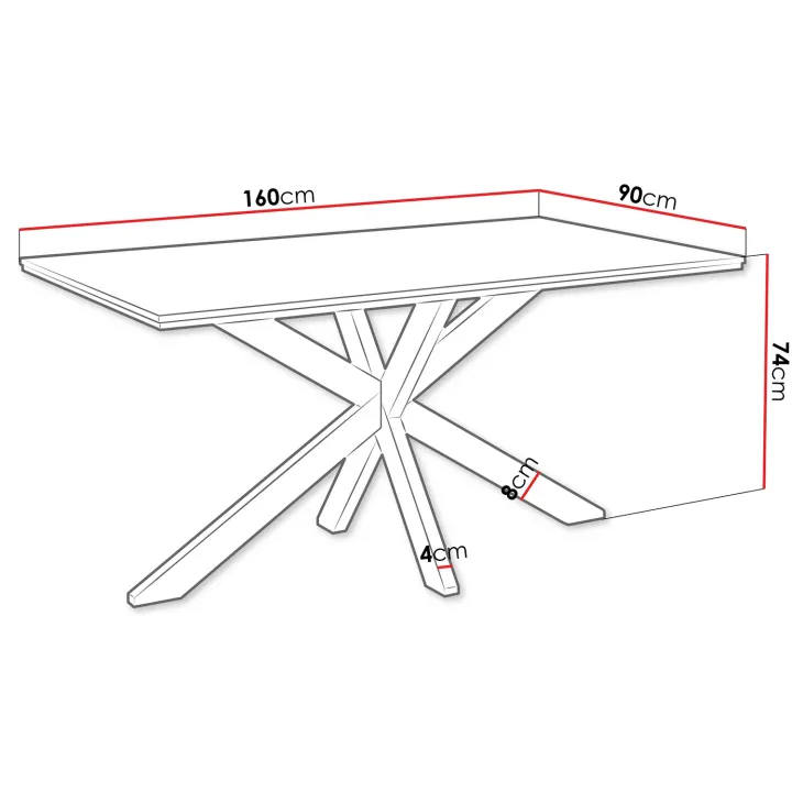 Tavolo da pranzo 160x90 cm industrial rettangolare effetto marmo bianco metallo nero Steel
