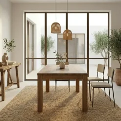 Tavolo da pranzo 160x90cm legno massello quercia Ebania