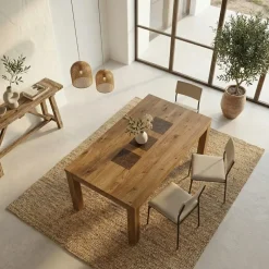 Tavolo da pranzo 160x90cm legno massello quercia Ebania