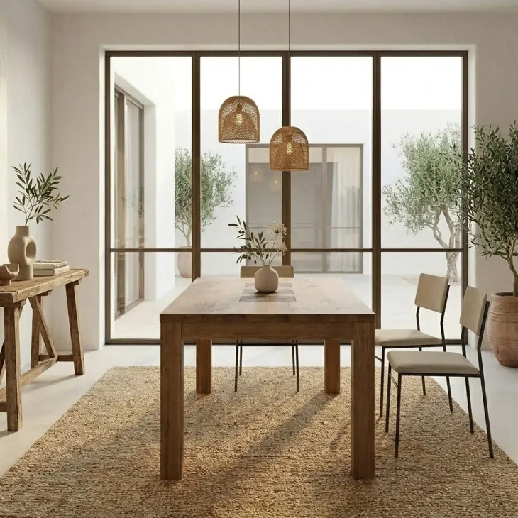 Tavolo da pranzo 180x90cm legno massello quercia Ebania