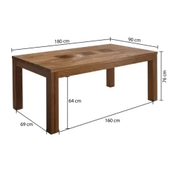Tavolo da pranzo 180x90cm legno massello quercia Ebania