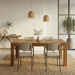 Tavolo da pranzo 180x90cm legno massello quercia Ebania