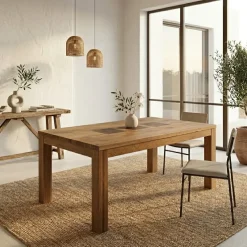 Tavolo da pranzo 180x90cm legno massello quercia Ebania