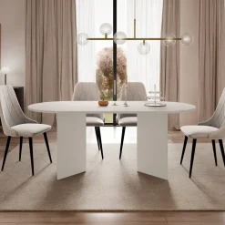 Tavolo da pranzo 185x90cm ovale beige cashmere Elden