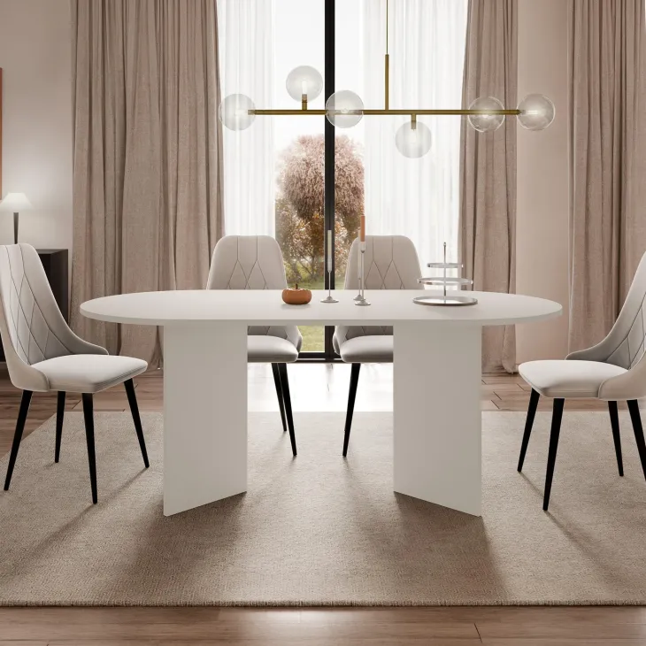 Tavolo da pranzo 185x90cm ovale beige cashmere Elden