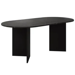 Tavolo da pranzo 185x90cm ovale effetto marmo nero Elden