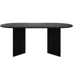 Tavolo da pranzo 185x90cm ovale effetto marmo nero Elden