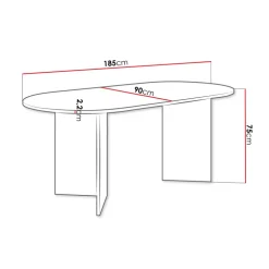 Tavolo da pranzo 185x90cm ovale effetto marmo nero Elden