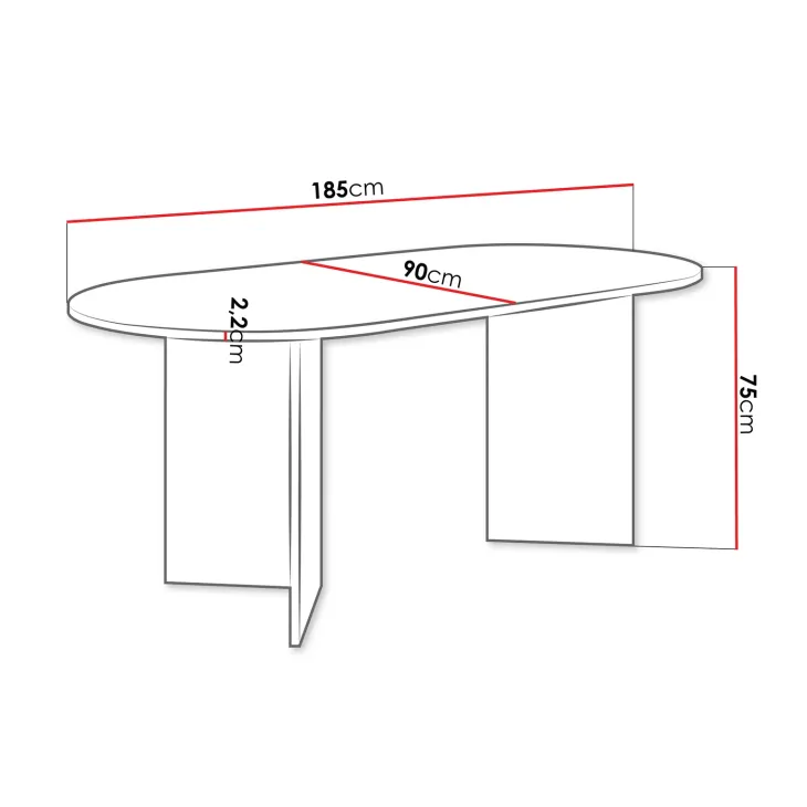 Tavolo da pranzo 185x90cm ovale rovere Elden