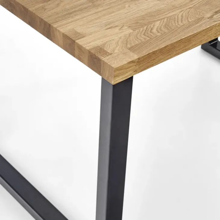 Tavolo da pranzo 140x85cm rovere massello acciaio nero Preston