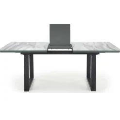 Tavolo in vetro 160/200cm allungabile marmo bianco grigio Jeff