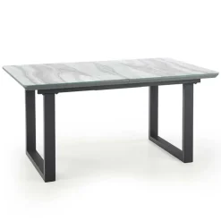 Tavolo in vetro 160/200cm allungabile marmo bianco grigio Jeff