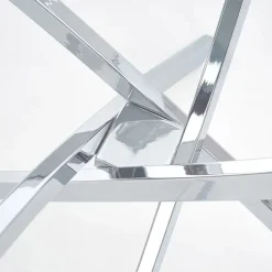 Tavolo in vetro 100x100cm rotondo da pranzo acciaio cromato Minerva Gihome®