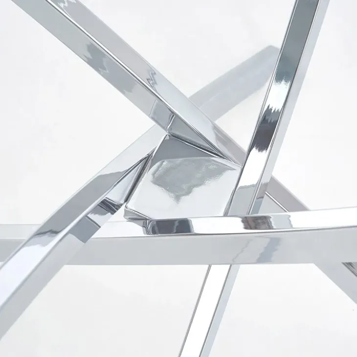 Tavolo in vetro 100x100cm rotondo da pranzo acciaio cromato Minerva Gihome®