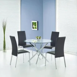 Tavolo in vetro 100x100cm rotondo da pranzo acciaio cromato Minerva Gihome®