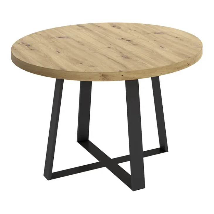Tavolo rotondo 120cm legno rovere e gambe nere Redondo