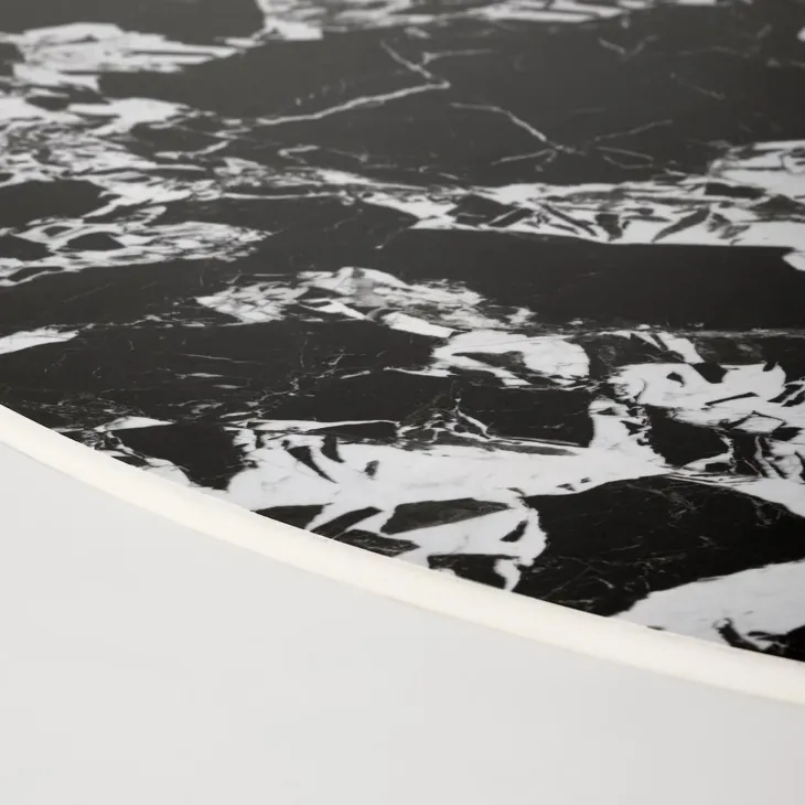 Tavolo rotondo 120cm moderno effetto marmo nero Anul