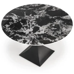 Tavolo rotondo 120cm moderno effetto marmo nero Anul