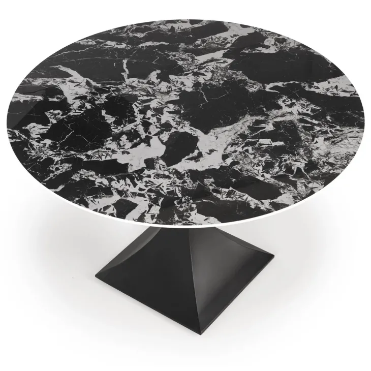 Tavolo rotondo 120cm moderno effetto marmo nero Anul
