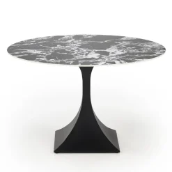 Tavolo rotondo 120cm moderno effetto marmo nero Anul