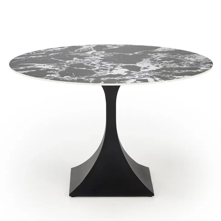 Tavolo rotondo 120cm moderno effetto marmo nero Anul