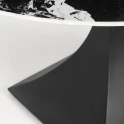 Tavolo rotondo 120cm moderno effetto marmo nero Anul