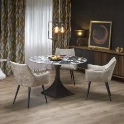 Tavolo rotondo 120cm moderno effetto marmo nero Anul