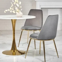 Tavolo rotondo da sala 90x75cm marmo bianco effetto oro Rosselli