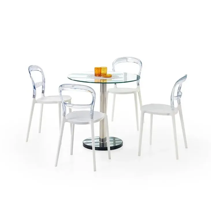 Tavolo rotondo in vetro moderno 80x80cm acciaio cromato Penelope