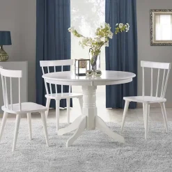 Tavolo rotondo moderno industrial 106x106cm bianco Zeff