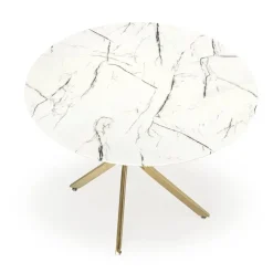 Tavolo rotondo moderno 100x73cm marmo bianco oro Onorato