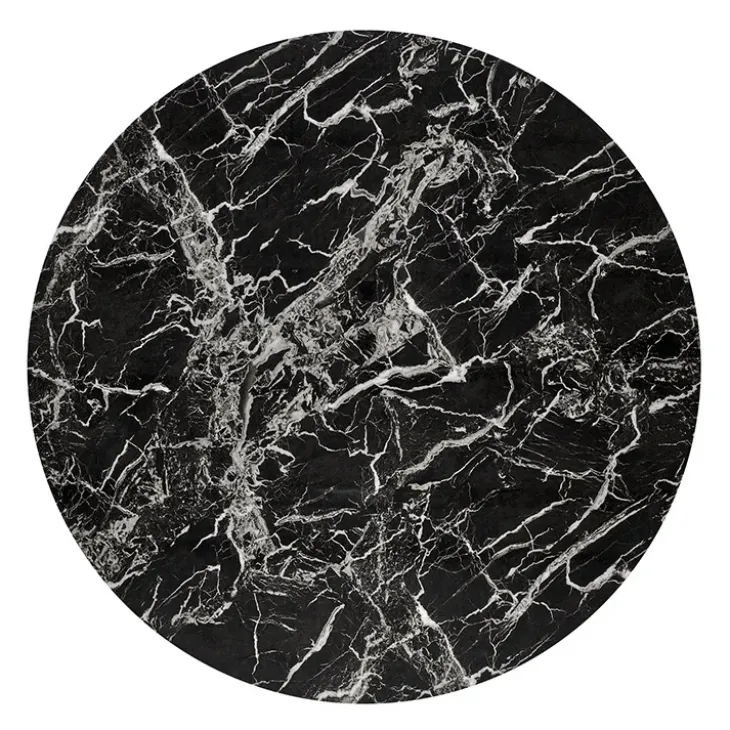 Tavolo rotondo moderno 100x73cm marmo nero oro Onorato