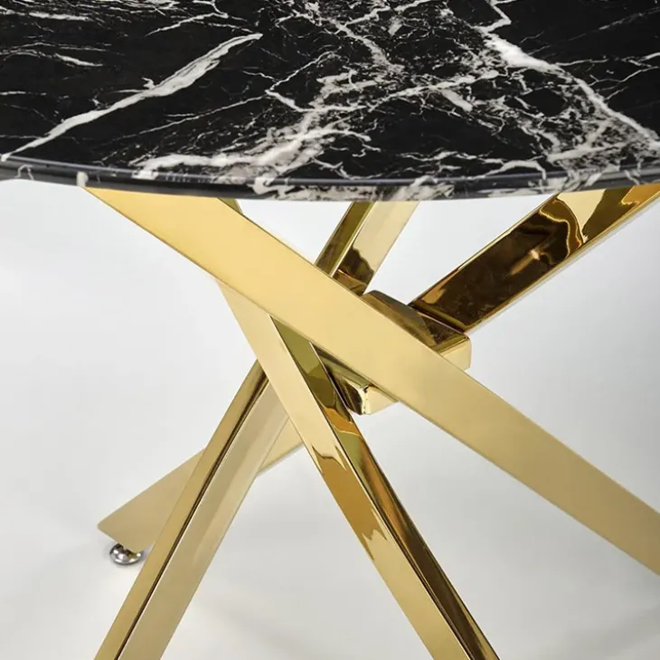 Tavolo rotondo moderno 100x73cm marmo nero oro Onorato