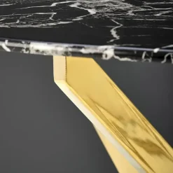 Tavolo rotondo moderno 100x73cm marmo nero oro Onorato