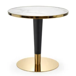 Tavolo rotondo moderno 79x74cm marmo bianco nero oro Barbera