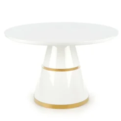 Tavolo rotondo 120x120cm da pranzo bianco laccato acciaio oro Ruby