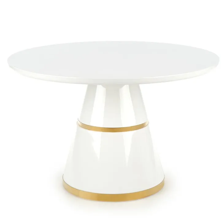 Tavolo rotondo 120x120cm da pranzo bianco laccato acciaio oro Ruby