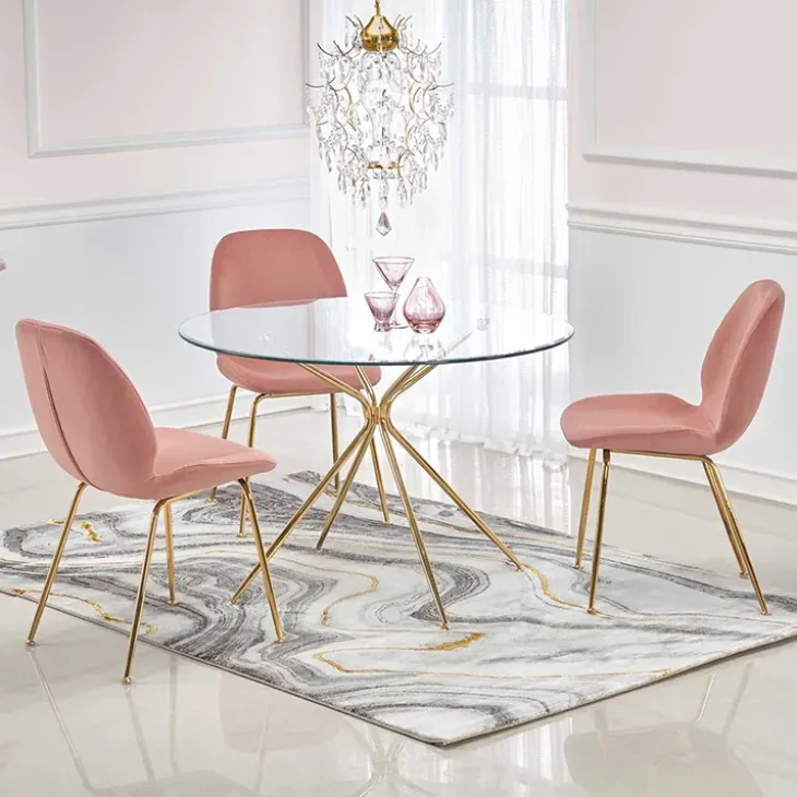 Tavolo rotondo 110x110cm in vetro acciaio oro Narok