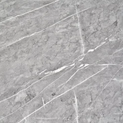 Tavolo rotondo 120x120cm moderno effetto marmo grigio acciaio oro Arak