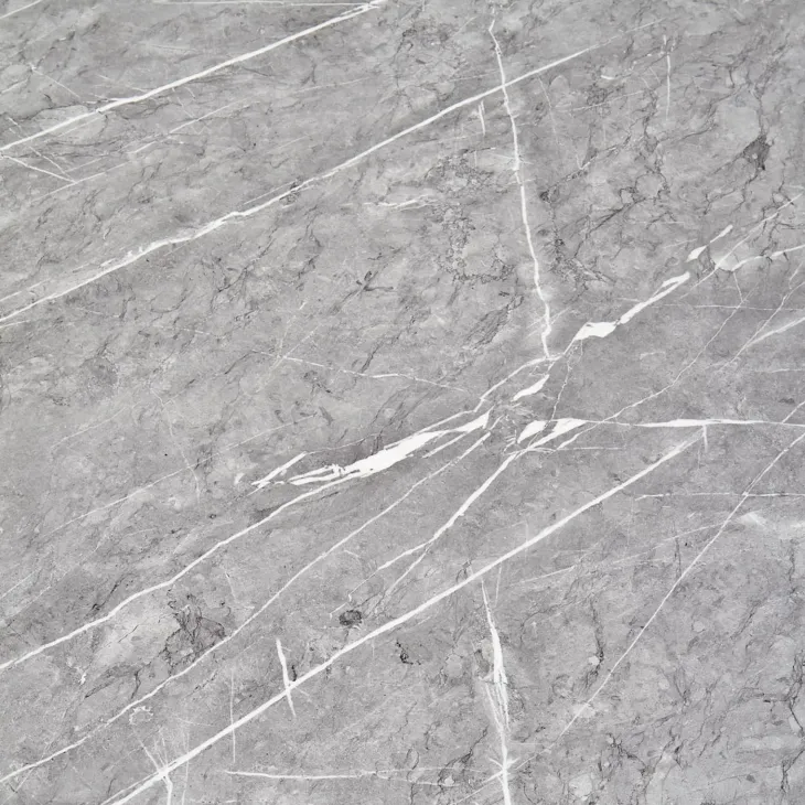 Tavolo rotondo 120x120cm moderno effetto marmo grigio acciaio oro Arak