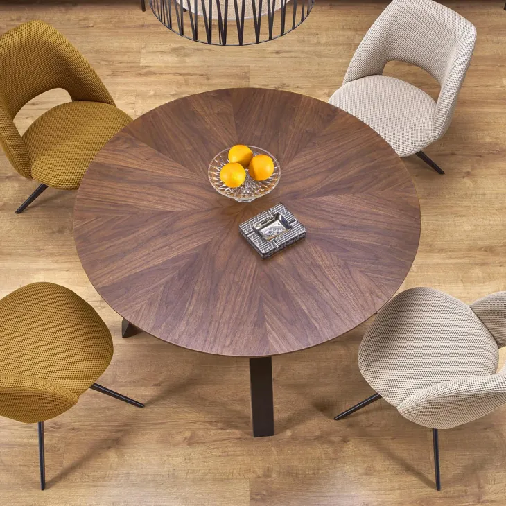 Tavolo rotondo 120x120cm moderno rovere noce nero Camomilla