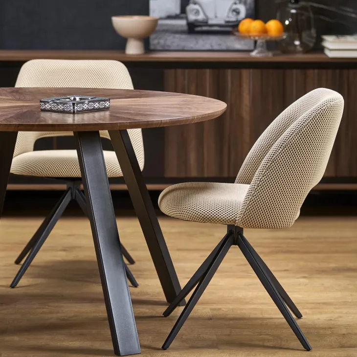 Tavolo rotondo 120x120cm moderno rovere noce nero Camomilla