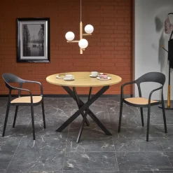 Tavolo rotondo 100x100cm moderno rovere nero Dormelada