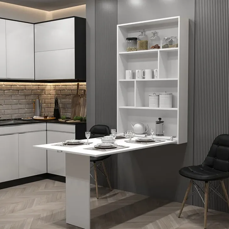 Tavolo 135x203cm a scomparsa moderno rettangolare bianco Hope