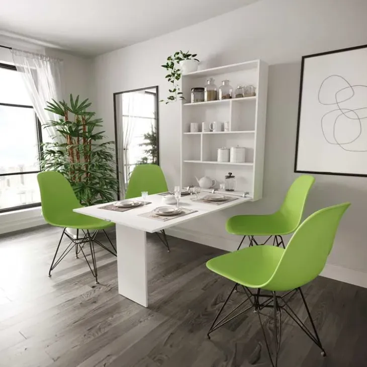 Tavolo 135x203cm a scomparsa moderno rettangolare bianco Hope