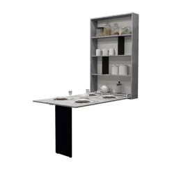 Tavolo 135x203cm a scomparsa moderno rettangolare cemento nero Hope